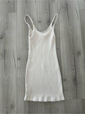 Aritzia TNA White Ribbed Mini Dress